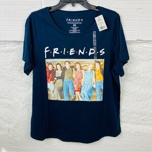 NWT FRIENDS THE TELEVISION SERIES navy cast graphic cotton shirt size 0X